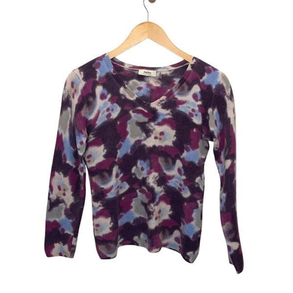 NEIMAN‎ MARCUS CASHMERE VNECK SWEATER Watercolor Purple SIZE MEDIUM Fits like an